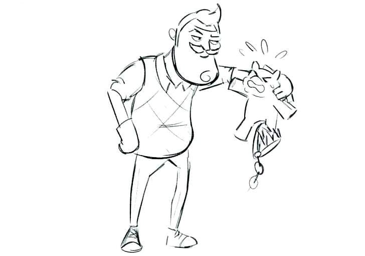 Online coloring book: The neighbor caught the cat coloring page